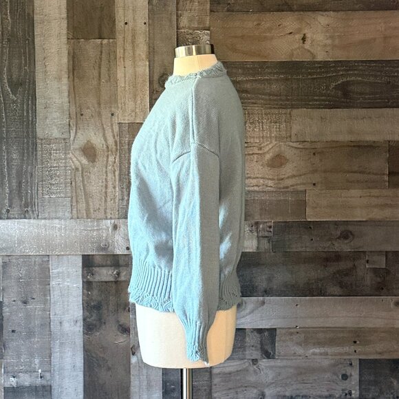 Cherry AKA blue knit mock neck sweater medium pastel feminine floral coastal - Picture 7 of 11